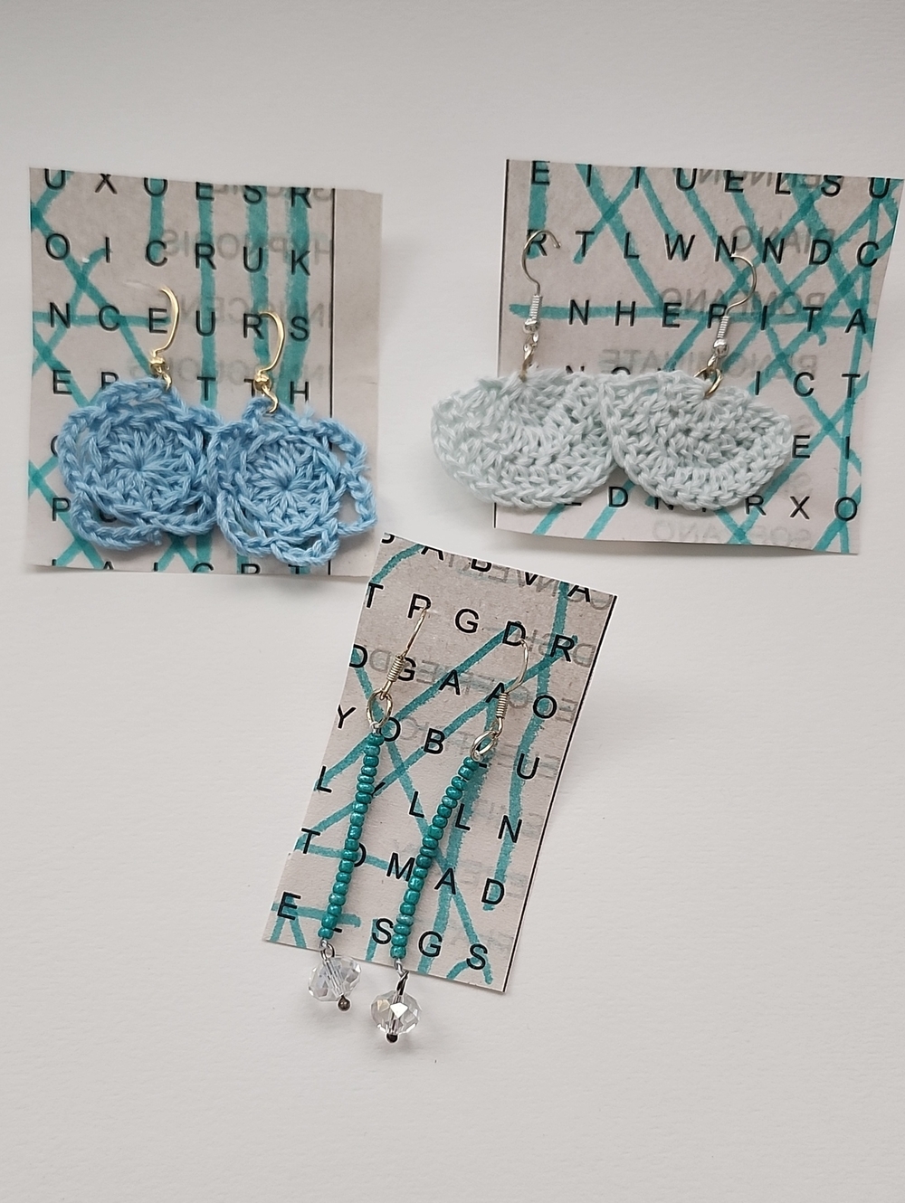 Handmade Crochet Circle Earrings - 3 Sets
